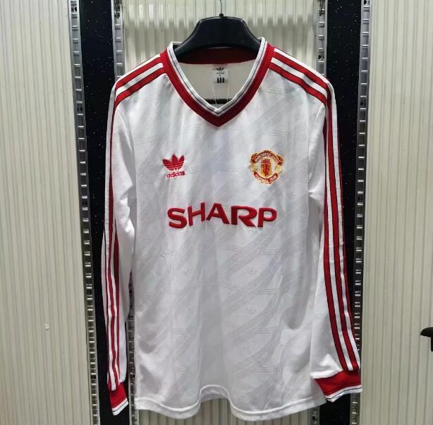 1986 Manchester United Retro Long Sleeve Away Kit Soccer Jersey